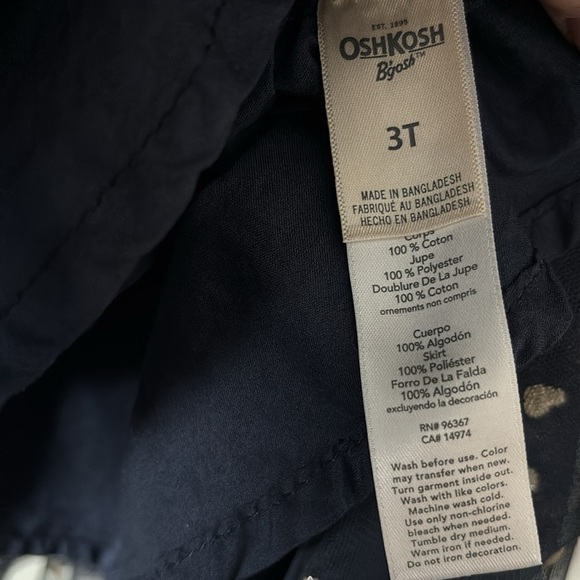 OSHKOSH B'GOSH Denim Overall Jumper Dress Tulle Skirt Silver Hearts 3T Valentine - Picture 5 of 6